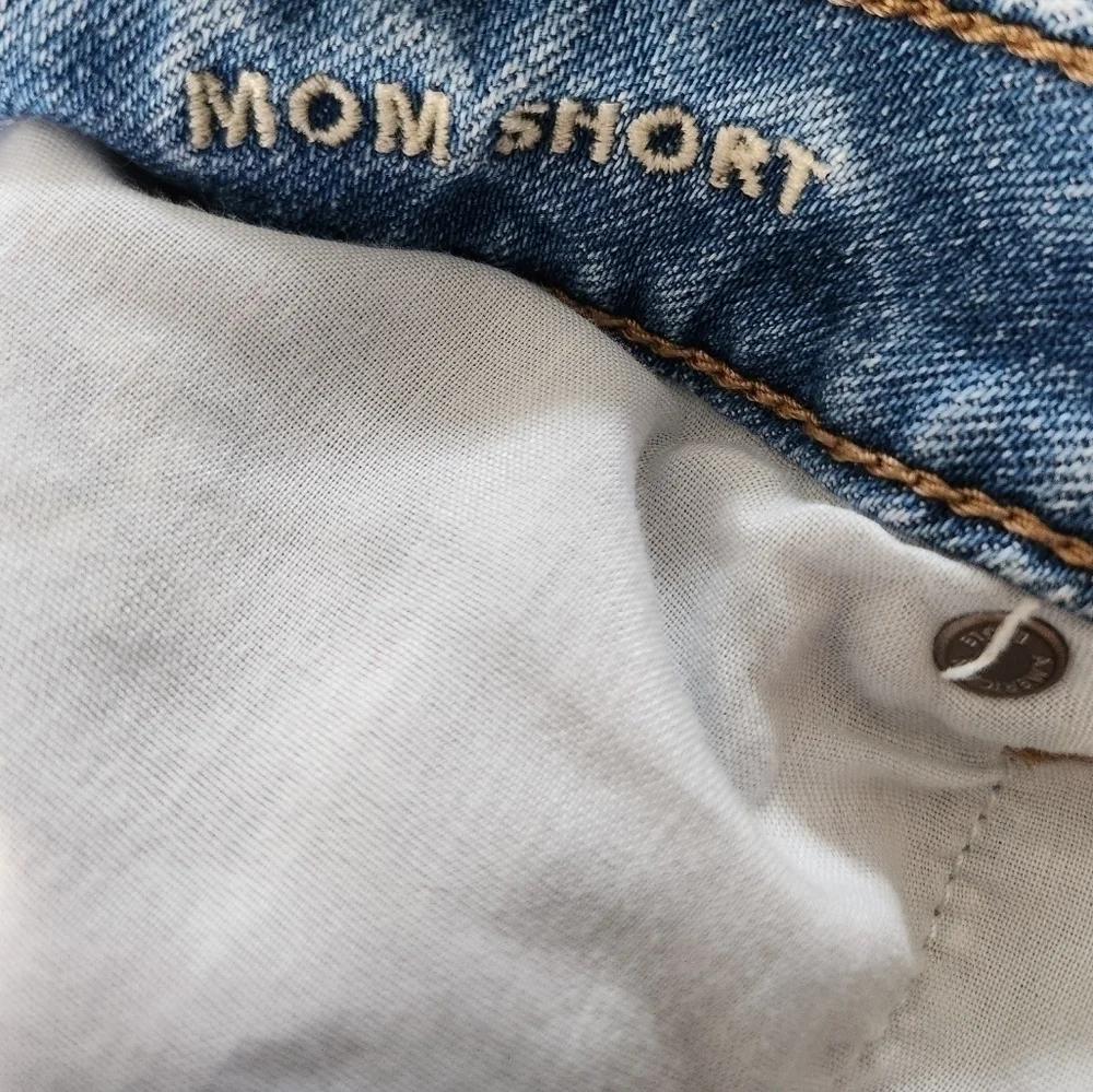 American Eagle High Rise Floral Embroidered Distressed Denim Mom Shorts